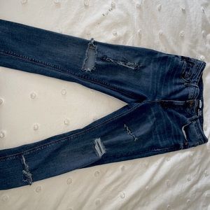 Distressed dark blue jeans from old navy